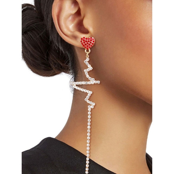 Gold Finish Hearbeat Earrings - Picture 1 of 2